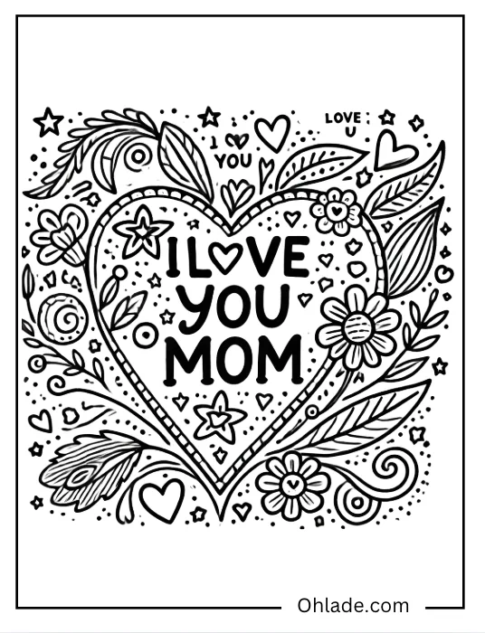 I love you mom Mother's Day Coloring Pages 